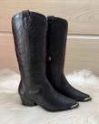 Bota Texana Western em Couro Cano Médio Bordada - Solis Brasil (Parô) - Preta