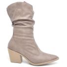 Bota Texana Western Feminina Cano Médio Napa Destroyed Taupe