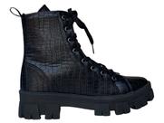 Bota Tratorada Cano Médio Preta Craquelado