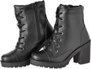 Bota Tratorada Feminino Salto Alto Ziper Preta Fosca 1701