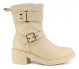 Bota Usaflex Feminina Cano Médio Couro Fivelas Ziper Aj1502