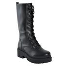 Bota Via Marte Coturno Feminina Cano Alto Tratorada Preta Conforto Casual Fashion Original