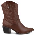Bota Via Marte Western Cano Baixo 054-014 Feminina Dark Brown -