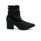 Bota Via Uno Original 828028 Cano Curto Salto Alto Grosso Plissada Feminino