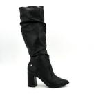 Bota Via Uno Original 954005 Cano Longo Salto Alto Enrugada Feminino