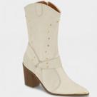 Bota Vizzano Apliques Cano Médio Feminina - Off White - 34