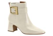 Bota Vizzano Cano Curto Com Fivela Dourada E Salto Bloco Branco Off Bota Vizzano Cano Curto Com Fivela Dourada E Salto Bloco Branco Off