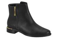 Bota Vizzano Cano Curto Com Zíper Dourado E Salto Baixo Preto Bota Vizzano Cano Curto Com Zíper Dourado E Salto Baixo Preto