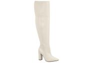 Bota Vizzano Montaria Ziper Cano Longo Com Salto Alto Branco Off