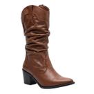 Bota Western Casual Feminino Perlatto NWE026 Couro Legitimo Slouch Marrom