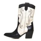 Bota western em couro preto/off white feminina