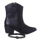 Bota Western Feminina Preta Cano Médio Texana Strass Brilho
