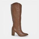 Bota Western Via Marte Cano Longo Em Couro Caramelo