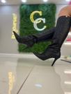 Bota Windes Glitter Preto Cano Alto Salto Fino Bota Windes Glitter Preto Cano Alto Salto Fino
