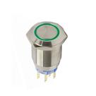 Botão Antivandalismo Iluminado 19mm 2Rev 220VCA Alternado Luz Verde Metaltex