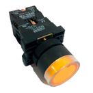 Botão de Impulsão Iluminado 22mm 1NA+1NF P20IGR-Y7-1C Amarelo Metaltex