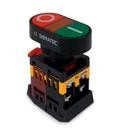 Botão Duplo Liga/Desliga Iluminado Arredondado APB22 LED 220Vca 1NA+1NF