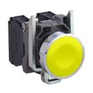 Botão Ø22mm metálico, retorno por mola, amarelo, NA Botão Ø22mm metálico, retorno por mola, amarelo, NA