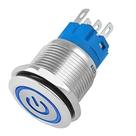 Botao On-off Nwt Com Led Azul 19mm 220v 3a 12v Prata Botao On-off Nwt Com Led Azul 19mm 220v 3a 12v Prata