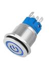 Botao On/Off Nwt Com Led Azul 19Mm 220V 3A 12V Prata