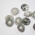 Botão Pérola Strass Contorno Duplo 20mm
