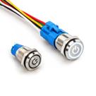 Botão start power 19 mm inox com trava e soquete led branco 12v Botão start power 19 mm inox com trava e soquete led branco 12v