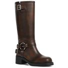 Botas AMINUGAL femininas até o joelho, marrons, bico quadrado, panturrilha larga Botas AMINUGAL femininas até o joelho, marrons, bico quadrado, panturrilha larga