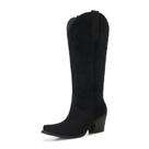 Botas cowboy AITTA western em camurça, cano alto até o joelho, pretas, US 6.5