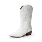 Botas Cowboy Femininas DREAM PAIRS Brancas em PU Bordadas 7