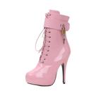 Botas Curtas De Tornozelo plus Size Com Cadarço, Salto Fino De 15cm, Plataforma De 4cm, Unissex,