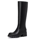 Botas de cano alto Athlefit pretas, plataforma, salto grosso, femininas