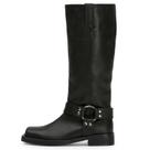 Botas de cano alto FIFSY Slip On pretas para mulheres com salto baixo
