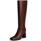 Botas de cano alto Vipost, bico quadrado, salto de 8,5 cm para mulheres, 2025