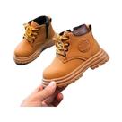 Botas De Cano Curto Em Couro PU Para Meninas E Meninos, Sola Macia, Antiderrapante, Calçados Para