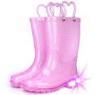 Botas de chuva Funspread Toddler Girls Glitter Light Up Pink 13