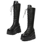 Botas de combate CELNEPHO femininas de plataforma alta, cunhas de meia panturrilha Botas de combate CELNEPHO femininas de plataforma alta, cunhas de meia panturrilha