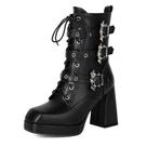 Botas de combate de plataforma FOREADA Chunky Heel Goth para mulheres pretas