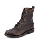Botas de combate femininas Frye Veronica de couro preto 7,5 m