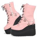 Botas de combate Gothniero Light Pink Y2K Platform para mulheres