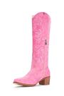 Botas de cowboy IUV Knee High Western para mulheres de salto grosso
