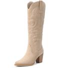 Botas de cowboy Pasuot Suede para mulheres bege tamanho 8 Botas de cowboy Pasuot Suede para mulheres bege tamanho 8