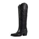 Botas de cowboy wetkiss para mulheres largas na panturrilha até o joelho, pretas Botas de cowboy wetkiss para mulheres largas na panturrilha até o joelho, pretas
