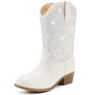 Botas de cowgirl Motasha Rhinestone Girls Mid Calf brancas tamanho 3