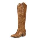 Botas de cowgirl wetkiss marrom com zíper lateral feminino, tamanho 11