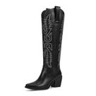 Botas de cowgirl wetkiss pretas com zíper lateral feminino, tamanho 11