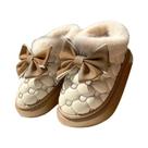 Botas De Inverno Femininas Com Plataforma E Laço, Botinhas De Neve Designer, Pantufas Quentes E