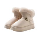 Botas De Inverno Femininas De Pelúcia, Sapatos Casuais De Plataforma Luxuosos Com Pelagem