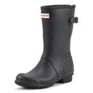 Botas de lluvia cortas impermeáveis ajustáveis femininas Hunter, pretas
