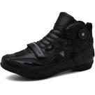 Botas de motocicleta masculinas DJFOG em couro antiderrapante reforçado preto