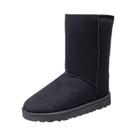 Botas de Neve Femininas de Veludo - Cano Médio, Bico Redondo e Sola Grossa